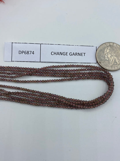 GARNET CHANGE COLOR BEADS ROUND FACETED 3-4MM