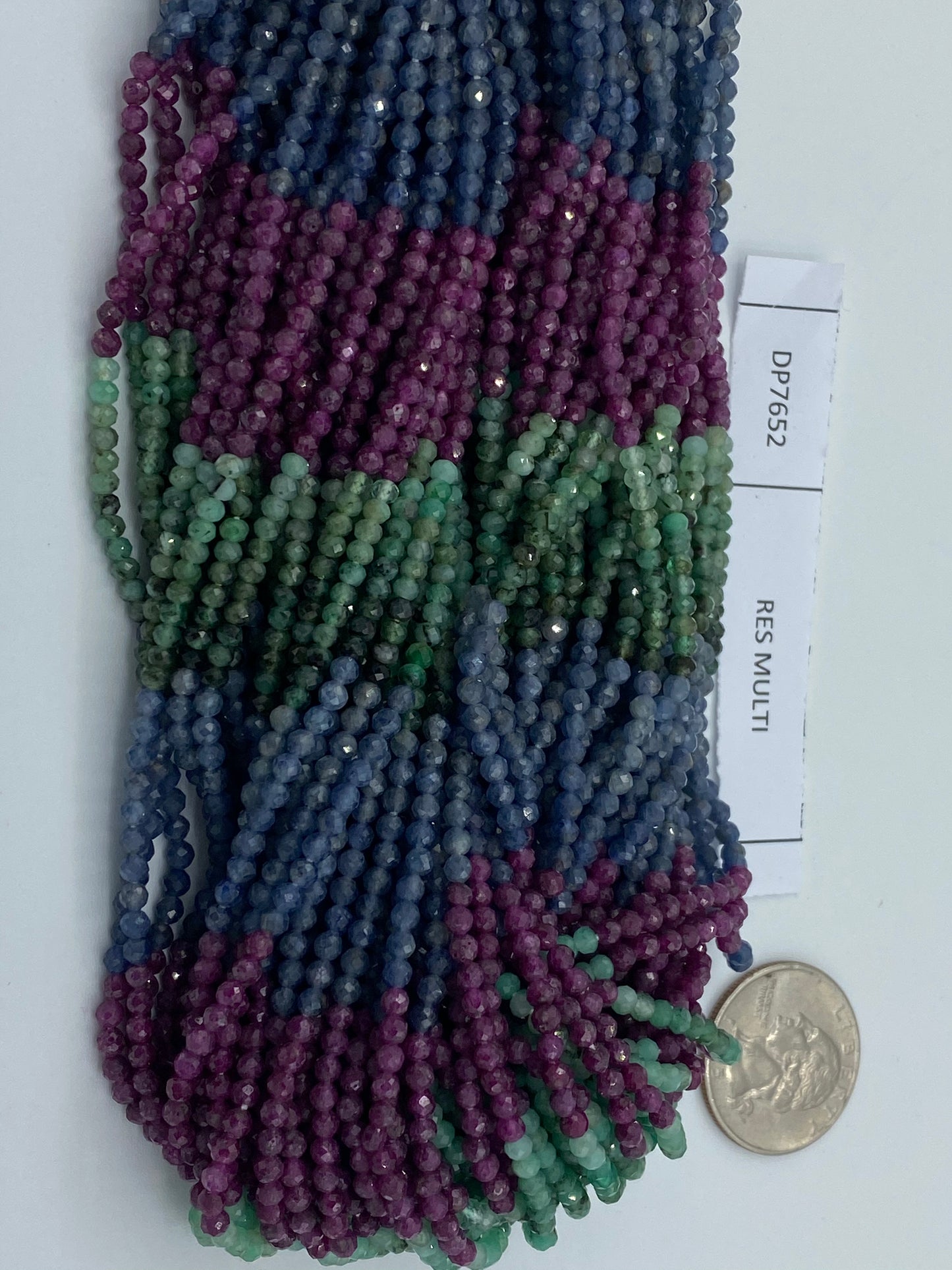 MULTI GEMSTONE OMBRE RUBY SAPPHIRE AND EMERALD NATURAL BEADS
