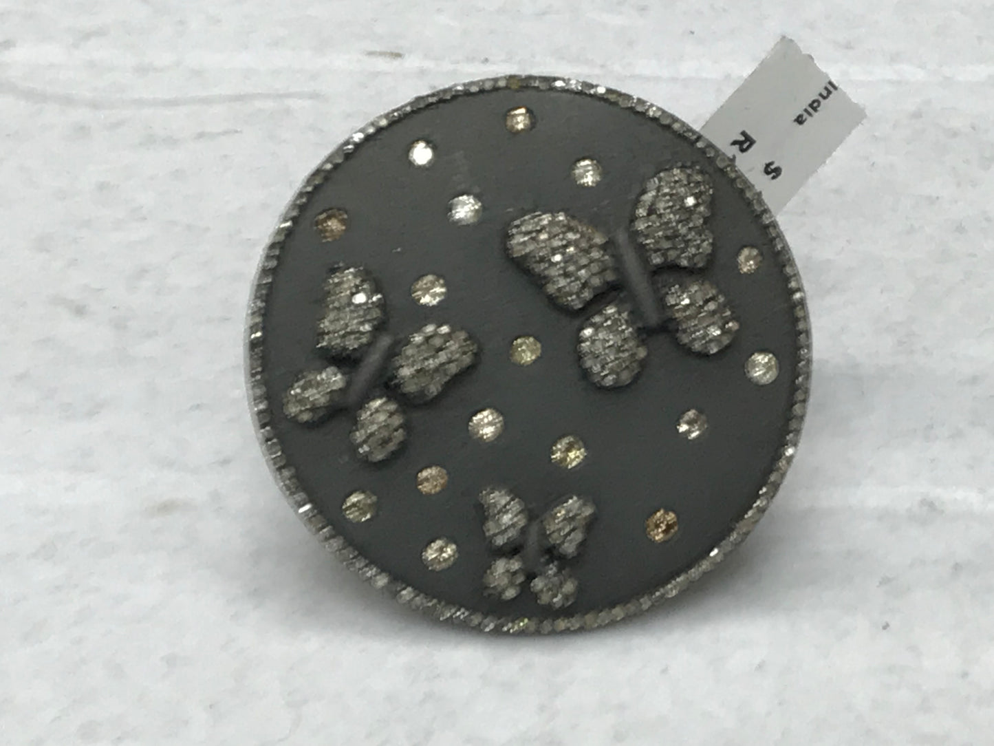 Pave Cirle Diamond Ring with Butterflies
