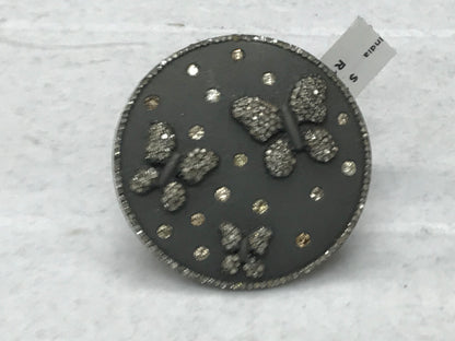 Pave Cirle Diamond Ring with Butterflies