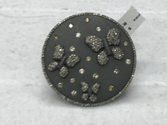 Pave Cirle Diamond Ring with Butterflies