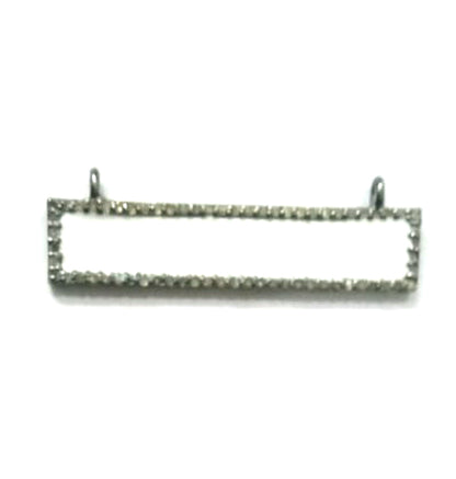 Enamel Rectangle Shape Diamond Pendant .925 Oxidized Sterling Silver Diamond Pendant, Genuine handmade pave diamond Charm Size 32X8 MM
