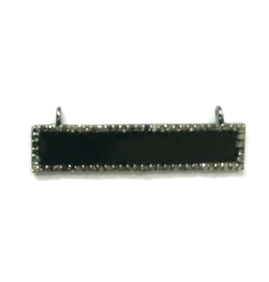Enamel Rectangle Shape Diamond Pendant .925 Oxidized Sterling Silver Diamond Pendant, Genuine handmade pave diamond Charm Size 32X8 MM