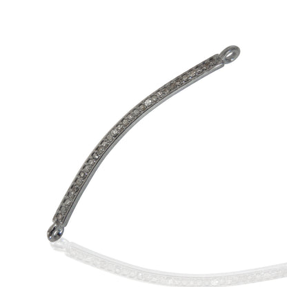 Pave Pendant, Pave Diamond, Pave Bar Charm, Pave Bar Connectors,Approx 1.8'' Long(4 x 46mm) Oxidized Silver