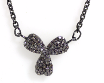 Pave Diamond Pendant .925 Oxidized Sterling Silver Diamond Pendant, Genuine handmade pave diamond Pendant .