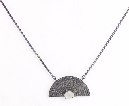 Silver Diamond Pendant .925 Oxidized Sterling Silver Diamond Pendant, Genuine handmade pave diamond Pendant Size Approx 1.40"(17 x 35 MM)