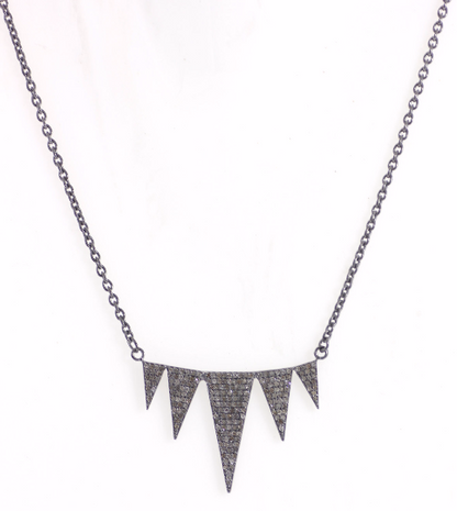 Pave Diamond Necklace .925 Oxidized Sterling Silver Diamond Necklace, Genuine handmade pave diamond Necklace Size 37 x 23 MM