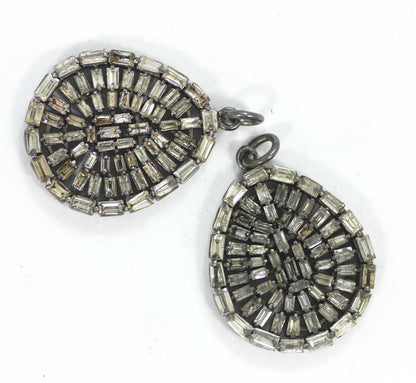 Pear Shape Diamond Pendant .925 Oxidized Sterling Silver Diamond Pendant, Genuine handmade pave diamond Pendant .