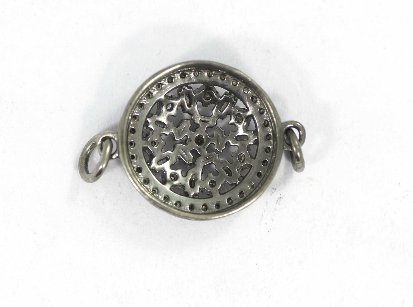 Round Shape Diamond Pendant .925 Oxidized Sterling Silver Diamond Pendant, Genuine handmade pave diamond Pendant.