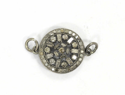 Round Shape Diamond Pendant .925 Oxidized Sterling Silver Diamond Pendant, Genuine handmade pave diamond Pendant.