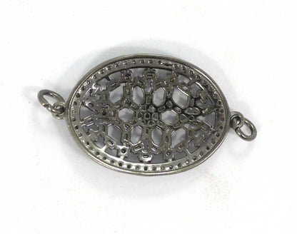 Oval Shape Diamond Pendant .925 Oxidized Sterling Silver Diamond Pendant, Genuine handmade pave diamond Pendant.