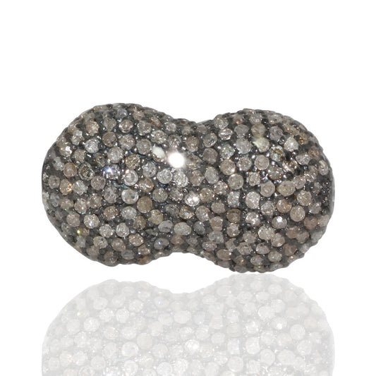 Nuggets Pave Diamond Bead .925 Oxidized Sterling Silver Diamond Beads, Genuine handmade pave diamond Beads Size Approx 0.72"(10 x 18 MM)