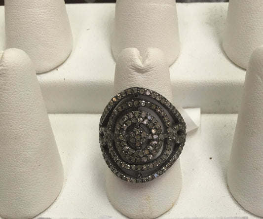 DIAMOND AND SILVER BALCK RHODIUM FINISH RINGS