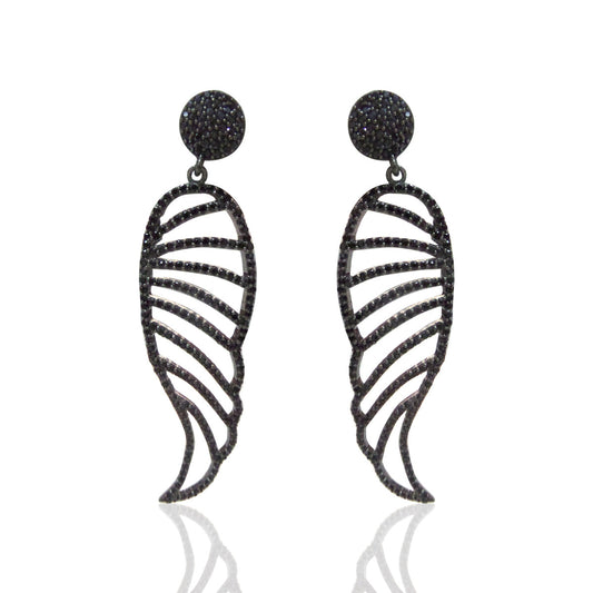 Wings Black Spinel Earring