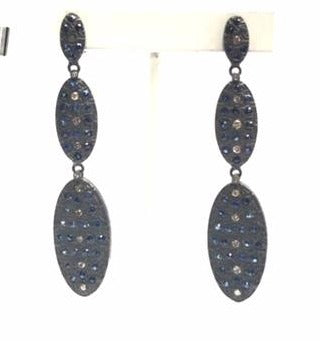 Diamond Silver Earring .925 Oxidized Sterling Silver Diamond Earring, Genuine handmade pave diamond Earring