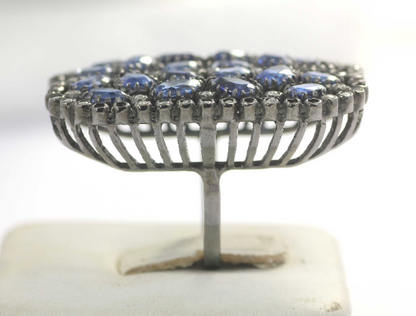 Silver Pave Diamond Ring .925 Oxidized Sterling Silver Diamond Ring, Genuine handmade pave diamond Ring.