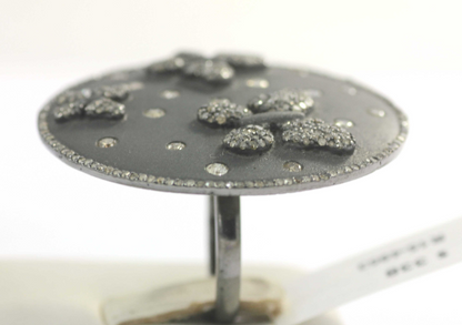 Butterfly on Disc Silver Pave Diamond Ring .925 Oxidized Sterling Silver Diamond Ring, Genuine handmade pave diamond Ring.
