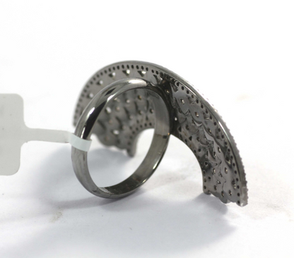 Silver Pave Diamond Ring .925 Oxidized Sterling Silver Diamond Ring, Genuine handmade pave diamond Ring.