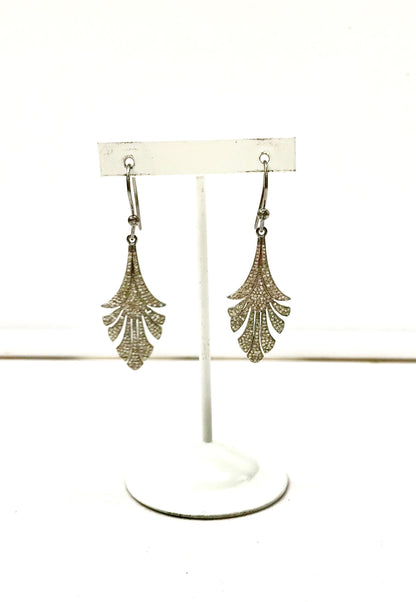 Art Deco Diamond Earring, Pave Diamond Earring,Pave Art Deco Earring, Appx 45 x 18mm