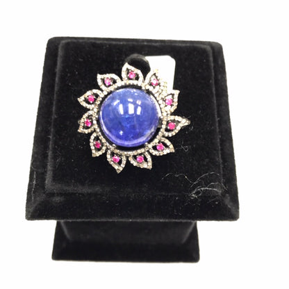 Sunburst Diamond Ring with Ruby