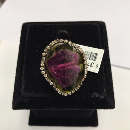 Water Melon Tourmaline, Bio colour Tourmaline  Diamond Ring