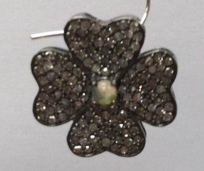 Flower Diamond Charm .925 Oxidized Sterling Silver Diamond Charms, Genuine handmade pave diamond Charm Size Approx 0.56"( 17 x 17)