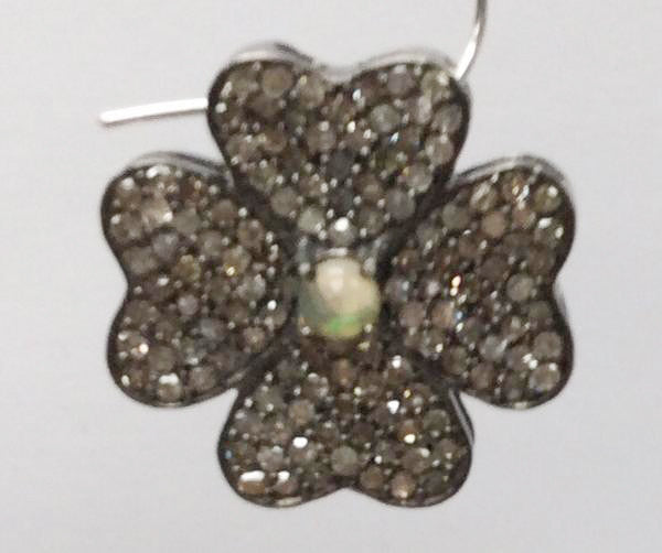 Flower Diamond Charm .925 Oxidized Sterling Silver Diamond Charms, Genuine handmade pave diamond Charm Size Approx 0.56"( 17 x 17)