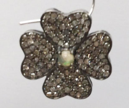 Flower Diamond Charm .925 Oxidized Sterling Silver Diamond Charms, Genuine handmade pave diamond Charm Size Approx 0.56"( 17 x 17)
