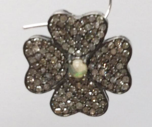 Flower Diamond Charm .925 Oxidized Sterling Silver Diamond Charms, Genuine handmade pave diamond Charm Size Approx 0.56"( 17 x 17)