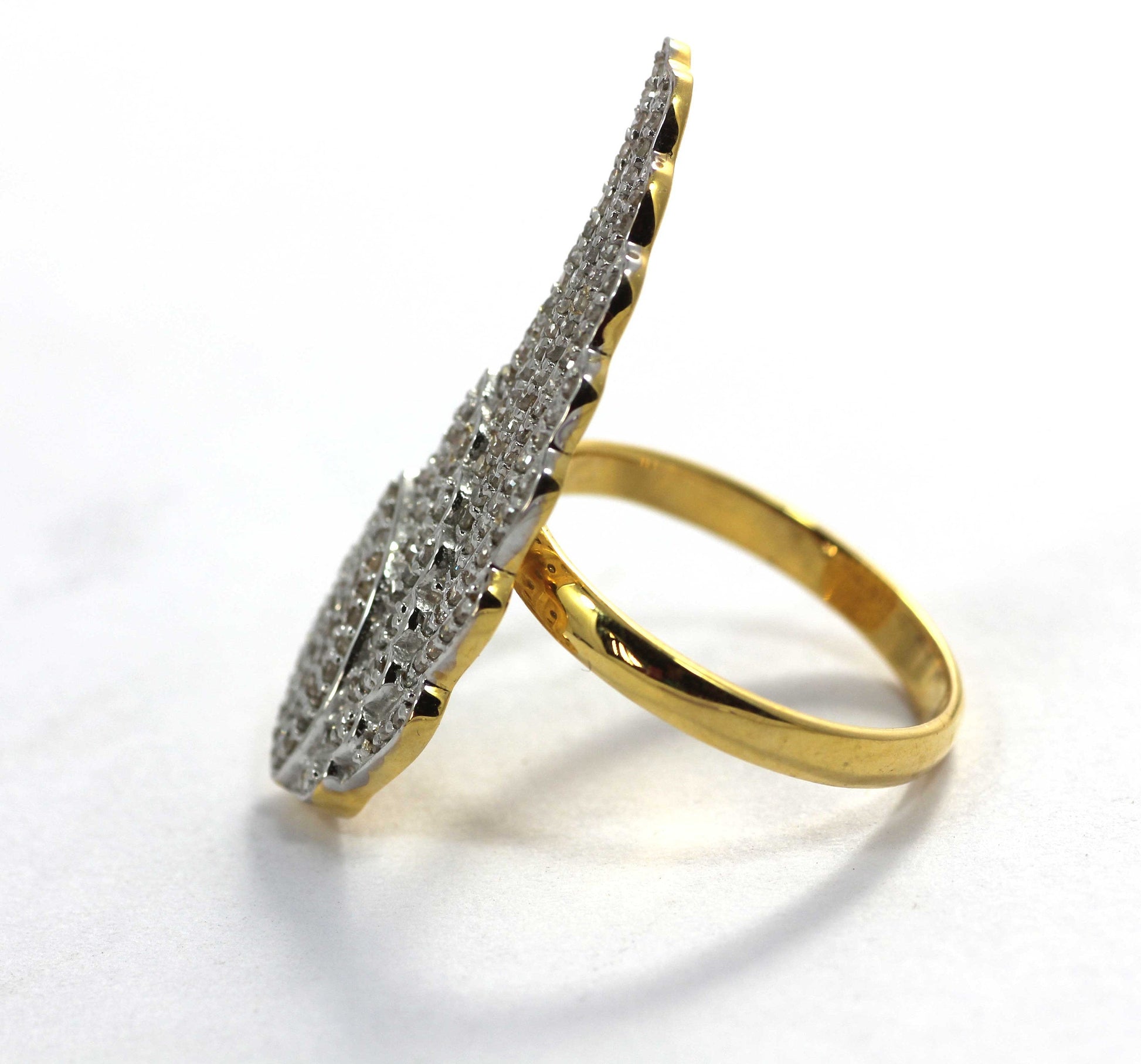 Wings Shape 14k Solid Gold Diamond Rings. Genuine handmade pave diamond Rings.