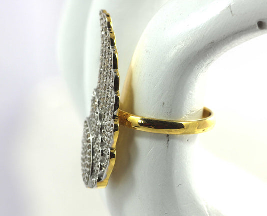 Wings Shape 14k Solid Gold Diamond Rings. Genuine handmade pave diamond Rings.