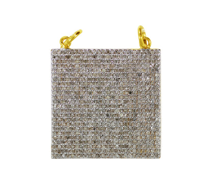 Square Shape 14k Solid Gold Diamond Pendants. Genuine handmade pave diamond Pendant.1 4k Solid Gold Diamond Pendants.