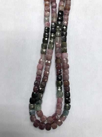 Tourmaline, Multi Tourmaline square, Tourmaline Beads facetted square