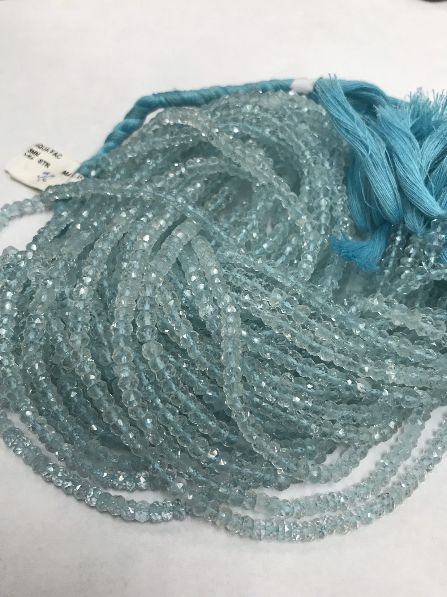Aquamarine Beads Faceted Roundelle 4mm, Lasercut Faceted,