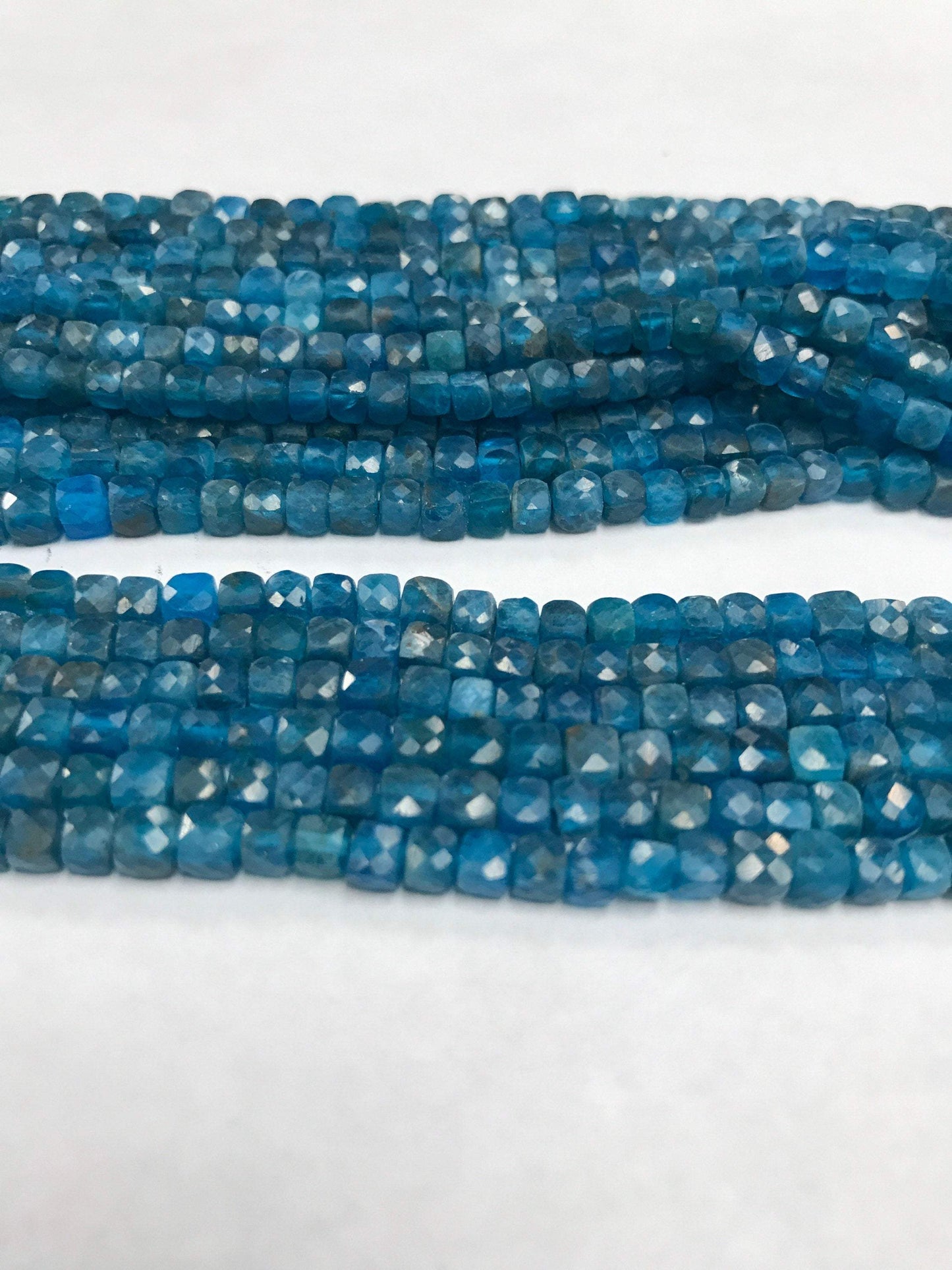 Apatite, Neon Apatite Faceted Square, Apatite faceted box, faceted cube