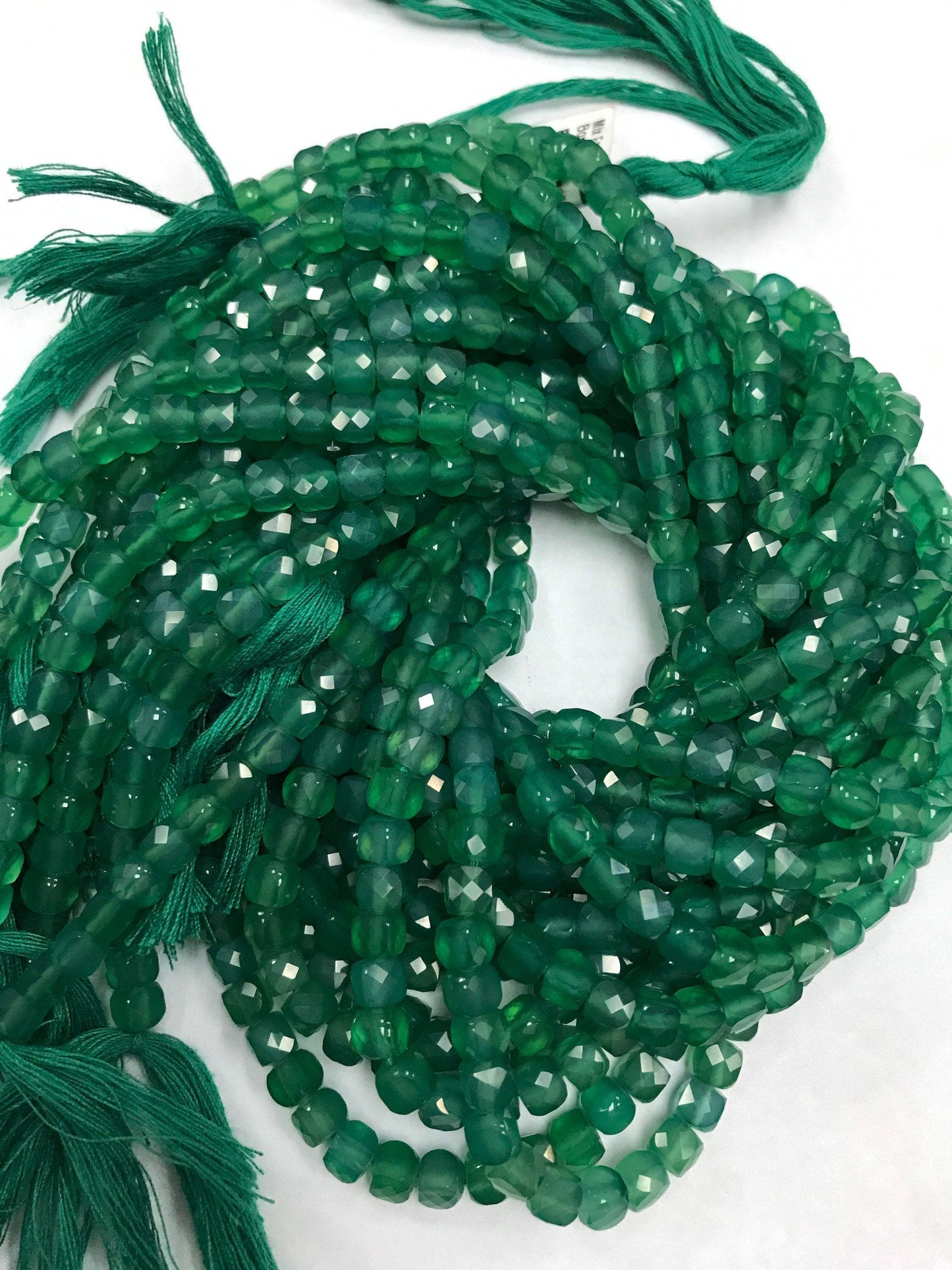 Onyx, Green Onyx Square Facetted, facetted square beads,box shape beads