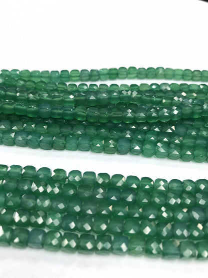 Onyx, Green Onyx Square Facetted, facetted square beads,box shape beads