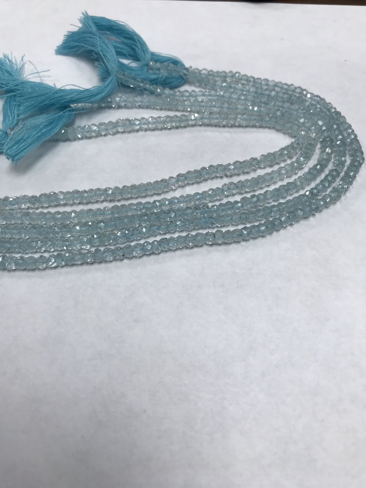 Aquamarine Beads Faceted Roundelle 4mm, Lasercut Faceted,