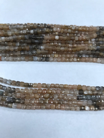 Moonstone beads faceted square, moonstone beads, faceted box