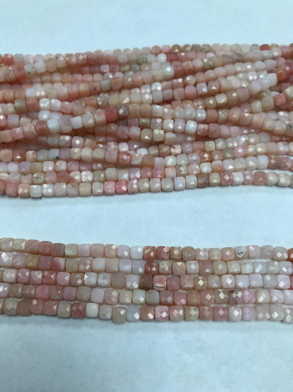 Opal, Pink Opal facetted square, opal beads, facetted box,