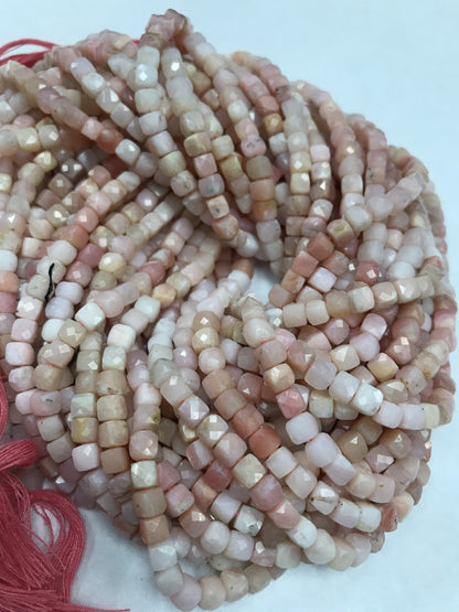 Opal, Pink Opal facetted square, opal beads, facetted box,