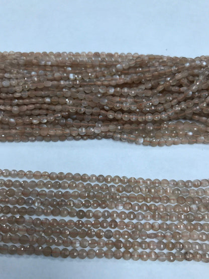 Moonstone Beads Coin Facetted, Coin Facetted, Beads