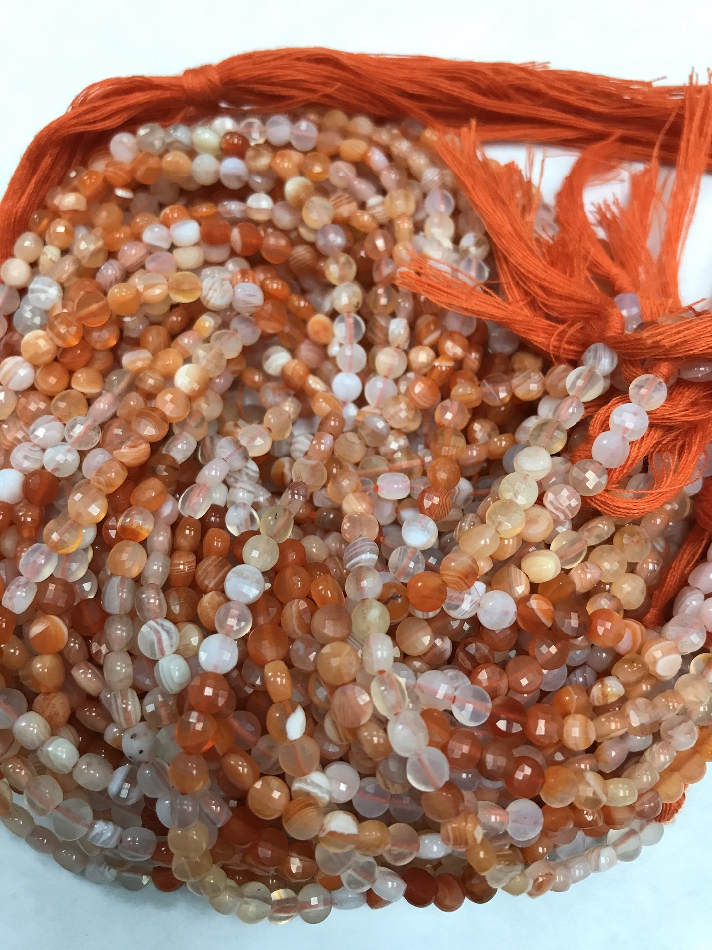 Carnelian Beads Coin facetted, Coin Facetted Beads,