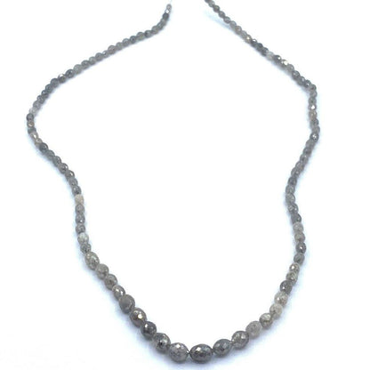Gray Diamond Beads Faceted Oval