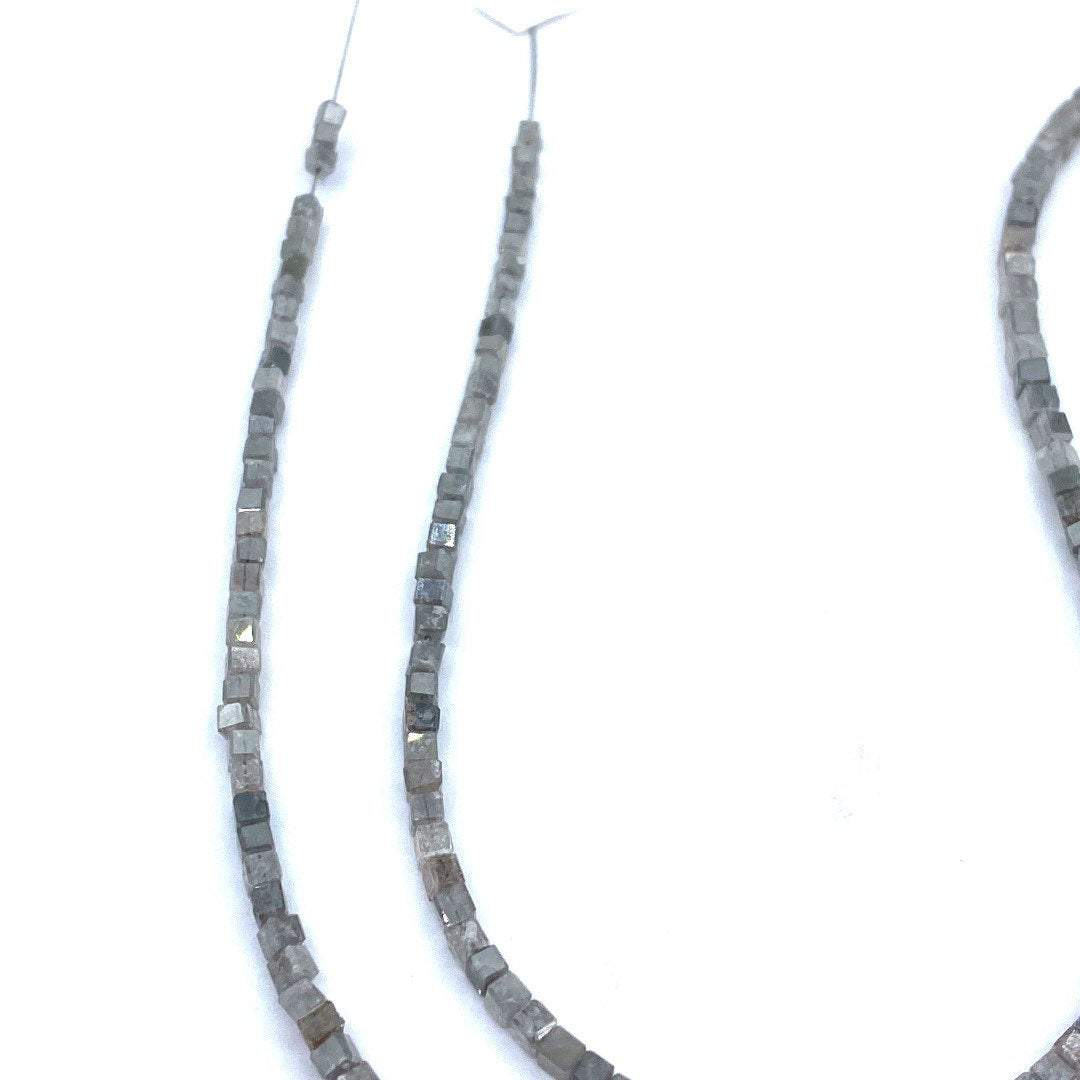 Gray Diamond Beads Square, 15 inch strand,Natural Gray Diamond Cubes,