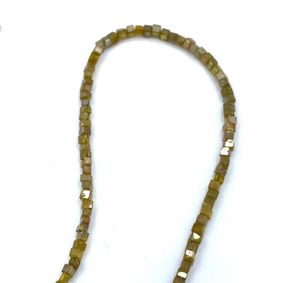 Yellow Diamond Beads Square, 15 inch strand,Natural Golden Yellow Diamond Cubes,