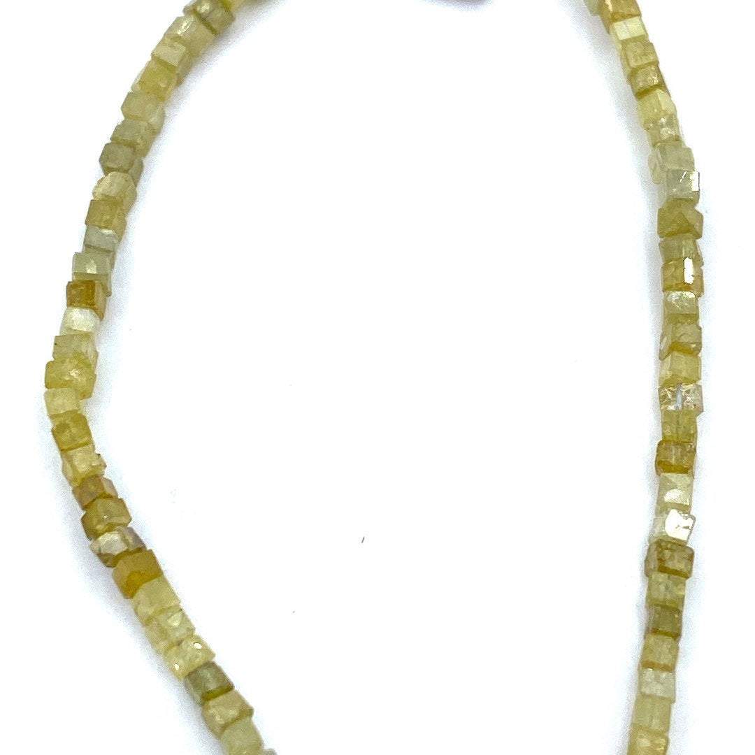 Yellow Diamond Beads Square, 15 inch strand,Natural Golden Yellow Diamond Cubes,