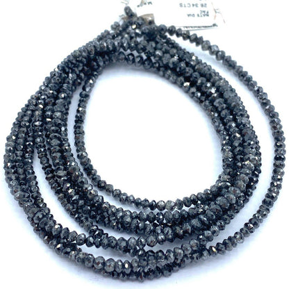 Salt and Pepper Diamond Beads Faceted Rondelle 15” strand