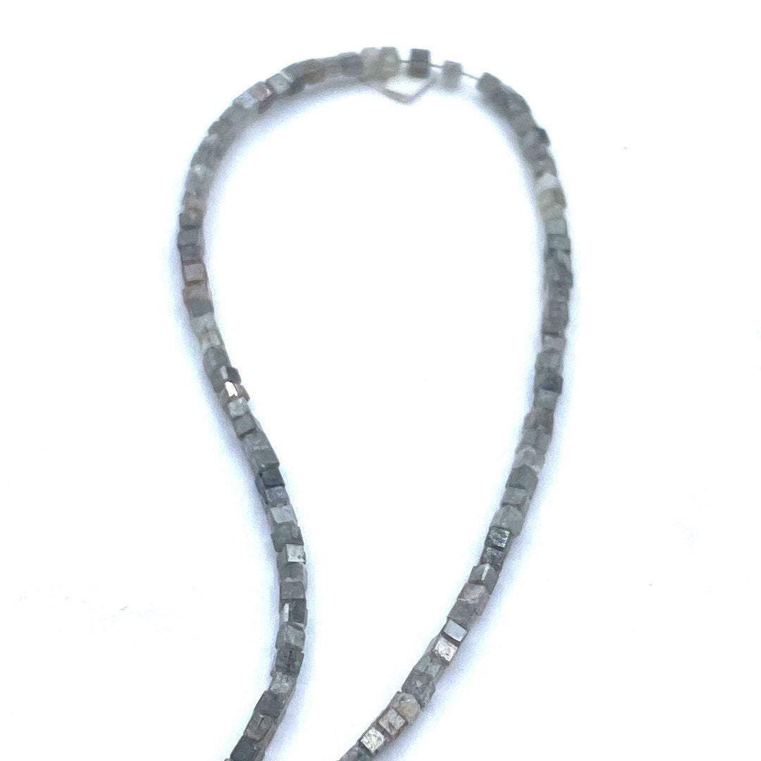 Gray Diamond Beads Square, 15 inch strand,Natural Gray Diamond Cubes,
