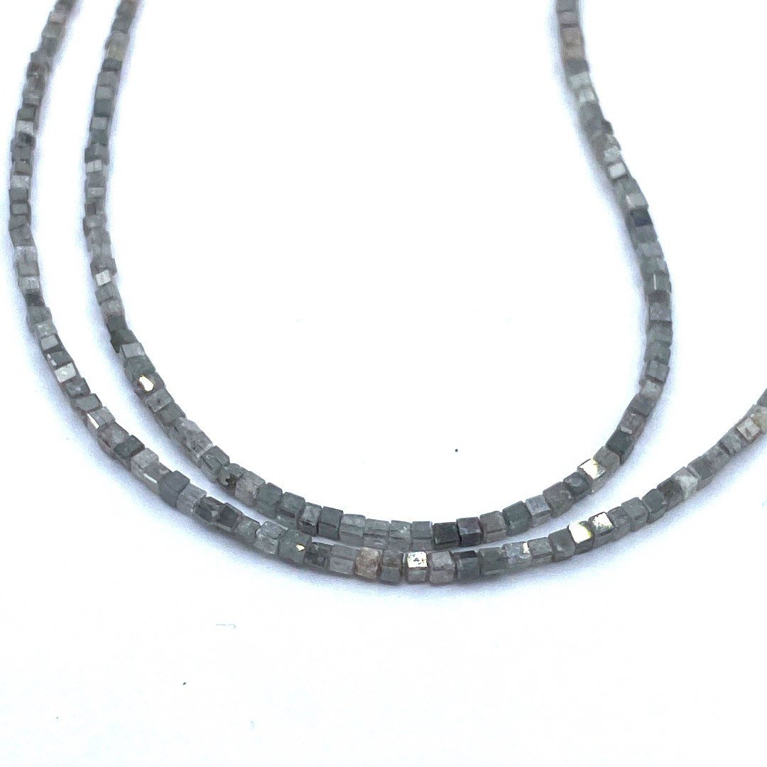 Gray Diamond Beads Square, 15 inch strand,Natural Gray Diamond Cubes,